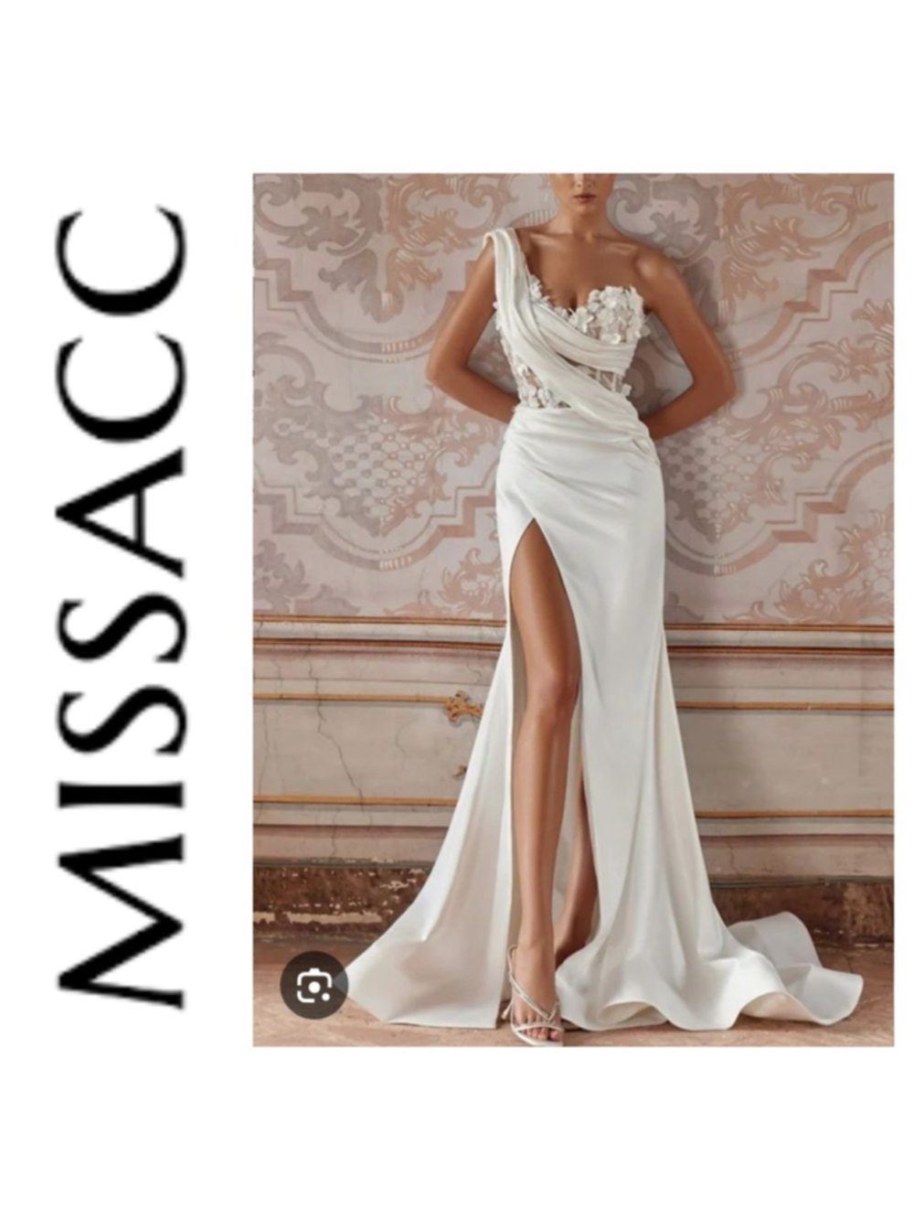 NEW Missacc One Shoulder Illusion Corset 3D Floral Sequin Beaded Wedding Dress 2